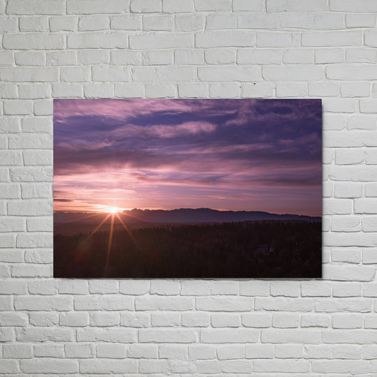 Olympic Sunset Rays Wall Art - Glossy Metal Print