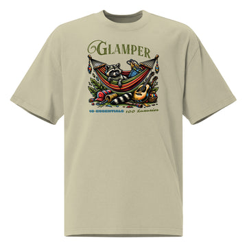 Glamping Raccoon Hammock Tee – Oversized Faded Cotton Graphic Shirt