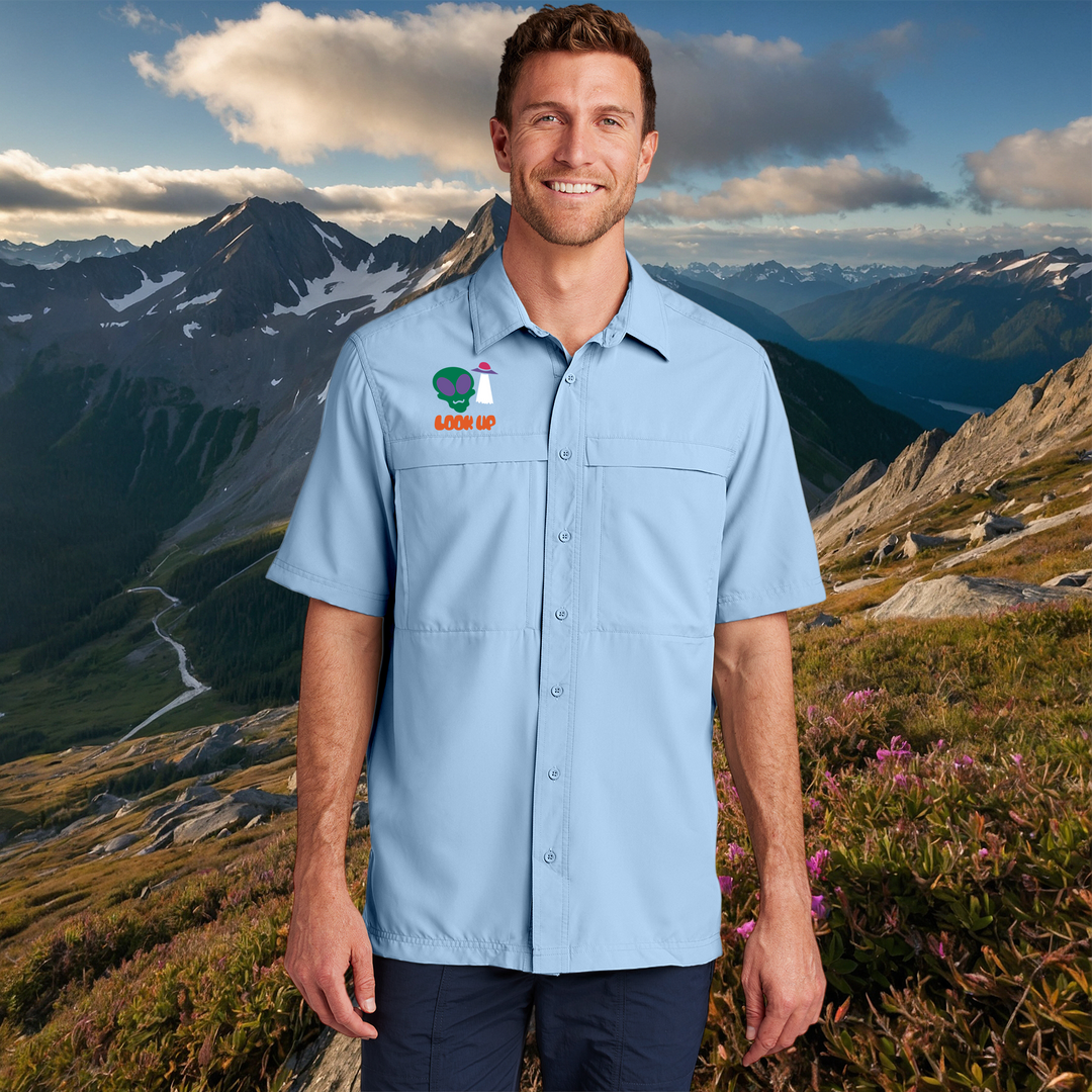 "Look Up" Embroidered Alien UV Shirt – Moisture-Wicking