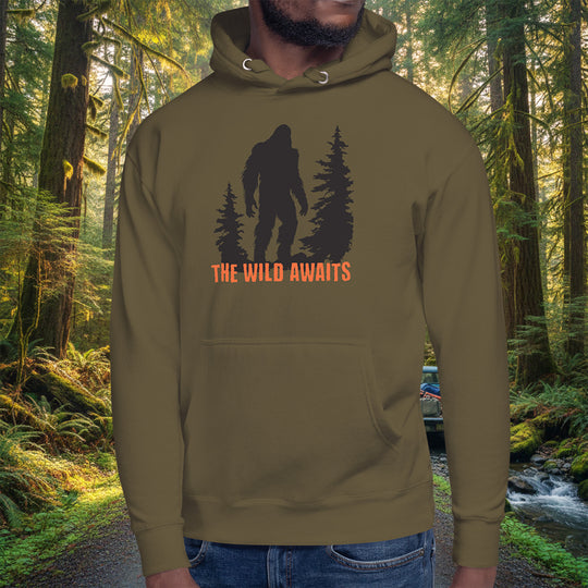 The Wild Awaits Hoodie – Sasquatch Silhouette Cotton Blend Pullover
