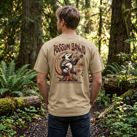 Ben in a vintage cotton T-shirt outdoors, capturing a relaxed streetwear look amid natural foliage.