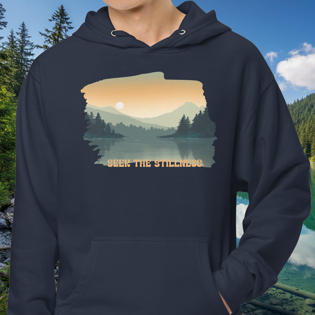 Seek The Stillness Hoodie – Peninsula Lake Sunrise Cotton Blend Pullover