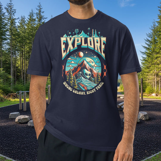 Aliens Explore Under ArmourⓇ Athletic T-Shirt – Futuristic Backpacking Design