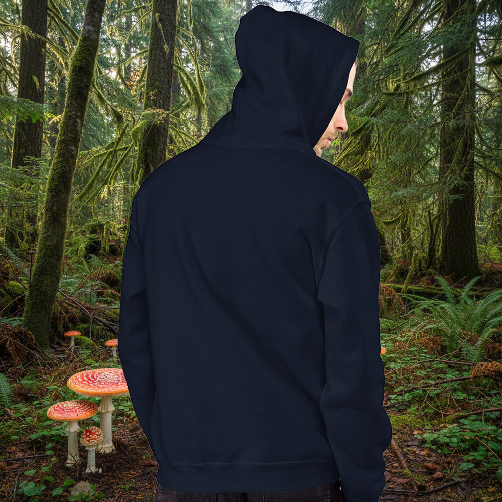 Enlightenment Level: Interdimensional Hoodie – Alien Mushroom Cotton Blend Pullover