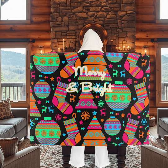 Neon Yuletide Hooded Sherpa Blanket – Full-Spectrum Cabin Warmth