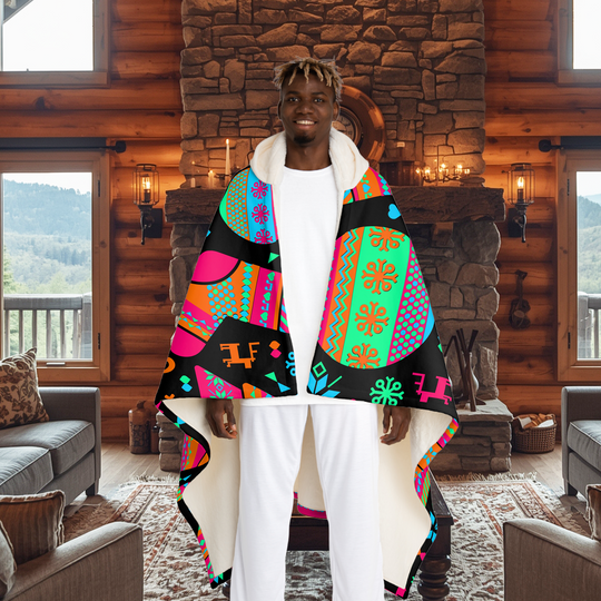 Neon Yuletide Hooded Sherpa Blanket – Full-Spectrum Cabin Warmth