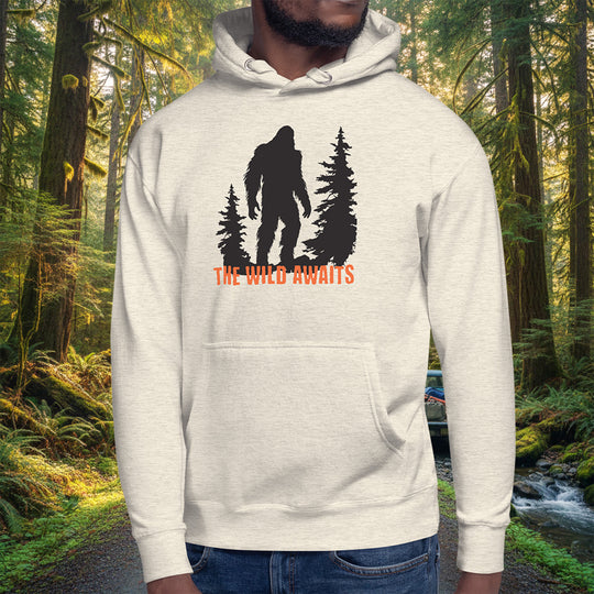The Wild Awaits Hoodie – Sasquatch Silhouette Cotton Blend Pullover