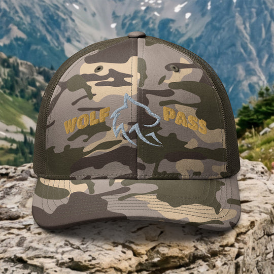 The Wolf Pass Camo Trucker Cap