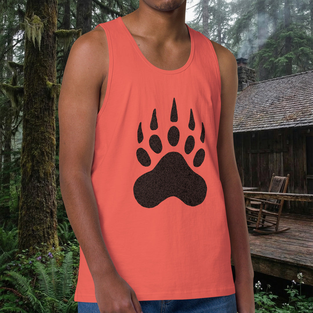 Bear Paw Print Tank – Men’s Premium Ring-Spun Cotton (Relaxed Fit)