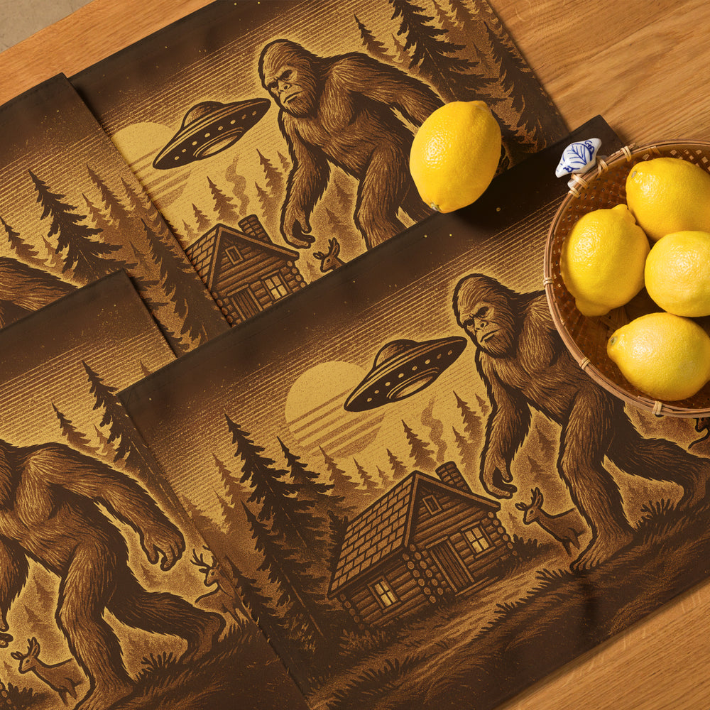 Timber & The Unknown Placemat Set – Sasquatch & UFO Dinnerware