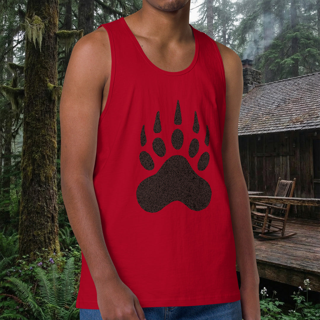 Bear Paw Print Tank – Men’s Premium Ring-Spun Cotton (Relaxed Fit)