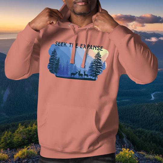 Seek The Expanse Hoodie – Roosevelt Elk Forest Cotton Blend Pullover