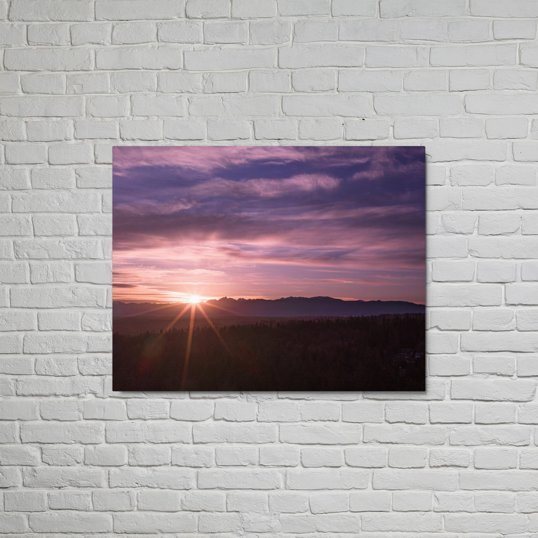 Olympic Sunset Rays Wall Art - Glossy Metal Print