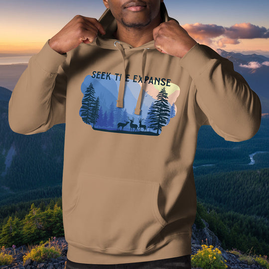 Seek The Expanse Hoodie – Roosevelt Elk Forest Cotton Blend Pullover