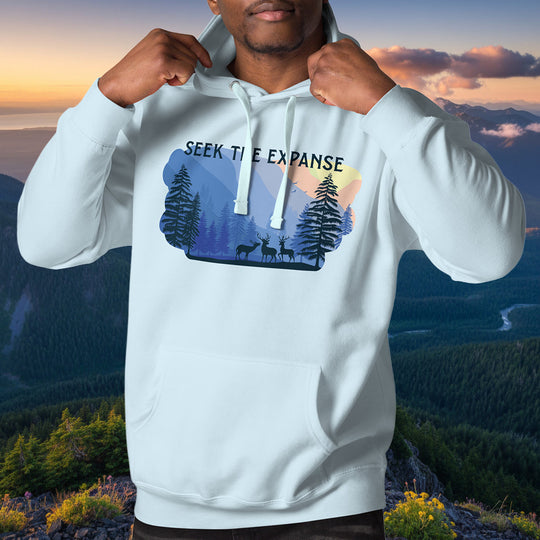 Seek The Expanse Hoodie – Roosevelt Elk Forest Cotton Blend Pullover