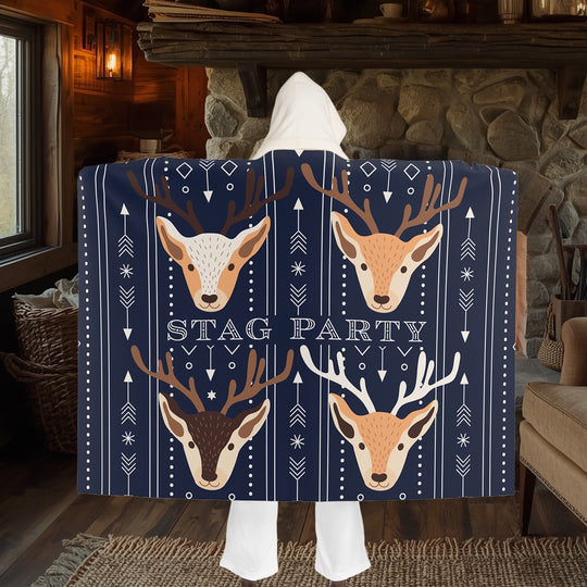 Stag Party Hooded Sherpa Blanket – Navigating the Cold Night