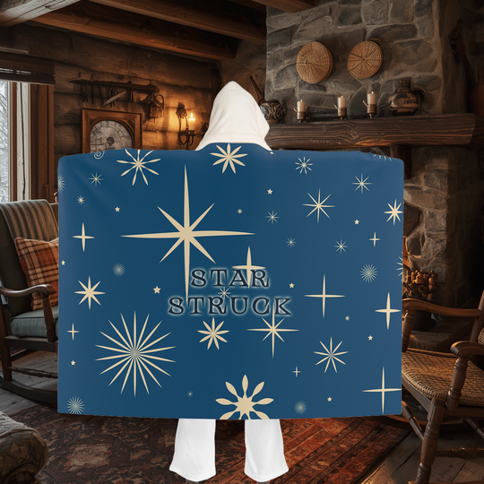 Deep Night Star Struck Hooded Sherpa Blanket – Olympic Stargazing Fleece