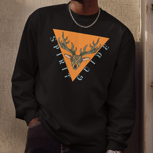 Spirit Guide Stag Long-Sleeve Tee – Premium Heavyweight Cotton Shirt