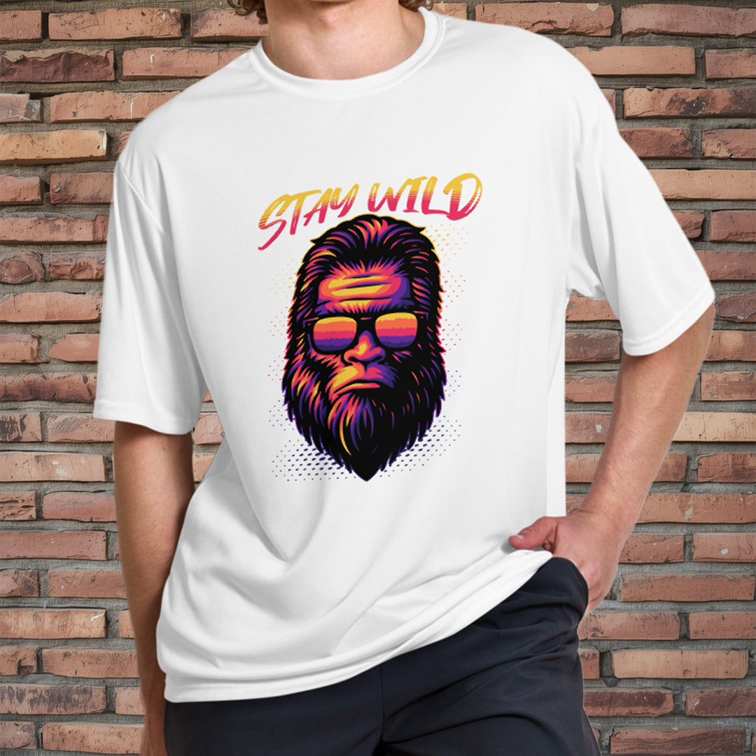 Stay Wild Bigfoot Performance Tee – Crew Neck (Moisture-Wicking, UPF 44+)