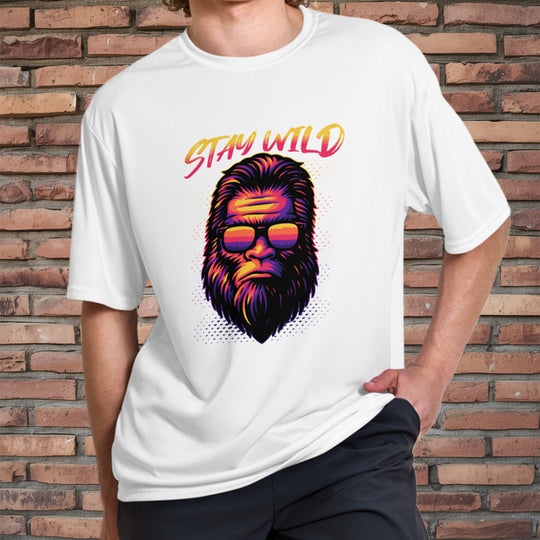 Stay Wild Bigfoot Performance Tee – Crew Neck (Moisture-Wicking, UPF 44+)