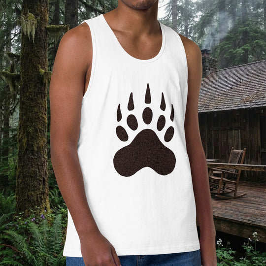 Bear Paw Print Tank – Men’s Premium Ring-Spun Cotton (Relaxed Fit)