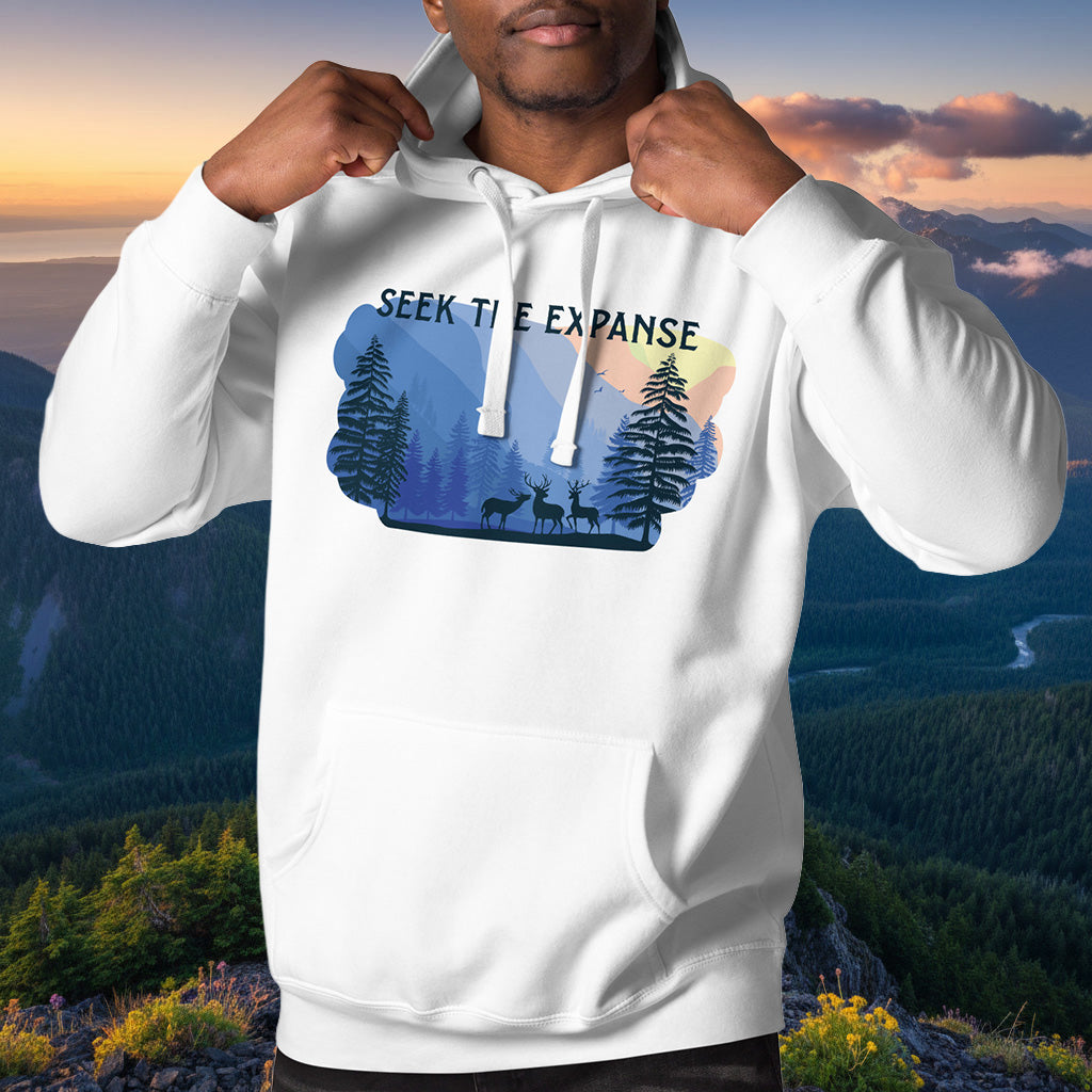 Seek The Expanse Hoodie – Roosevelt Elk Forest Cotton Blend Pullover