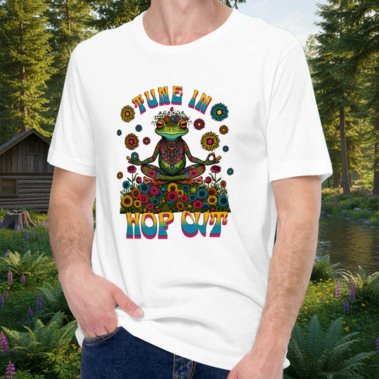 "Tune In, Hop Out" Tee – Psychedelic Frog Lotus