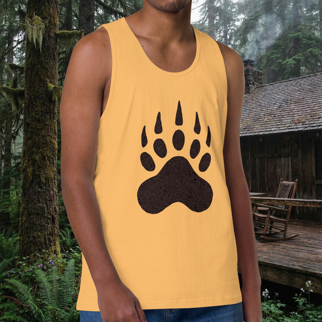 Bear Paw Print Tank – Men’s Premium Ring-Spun Cotton (Relaxed Fit)